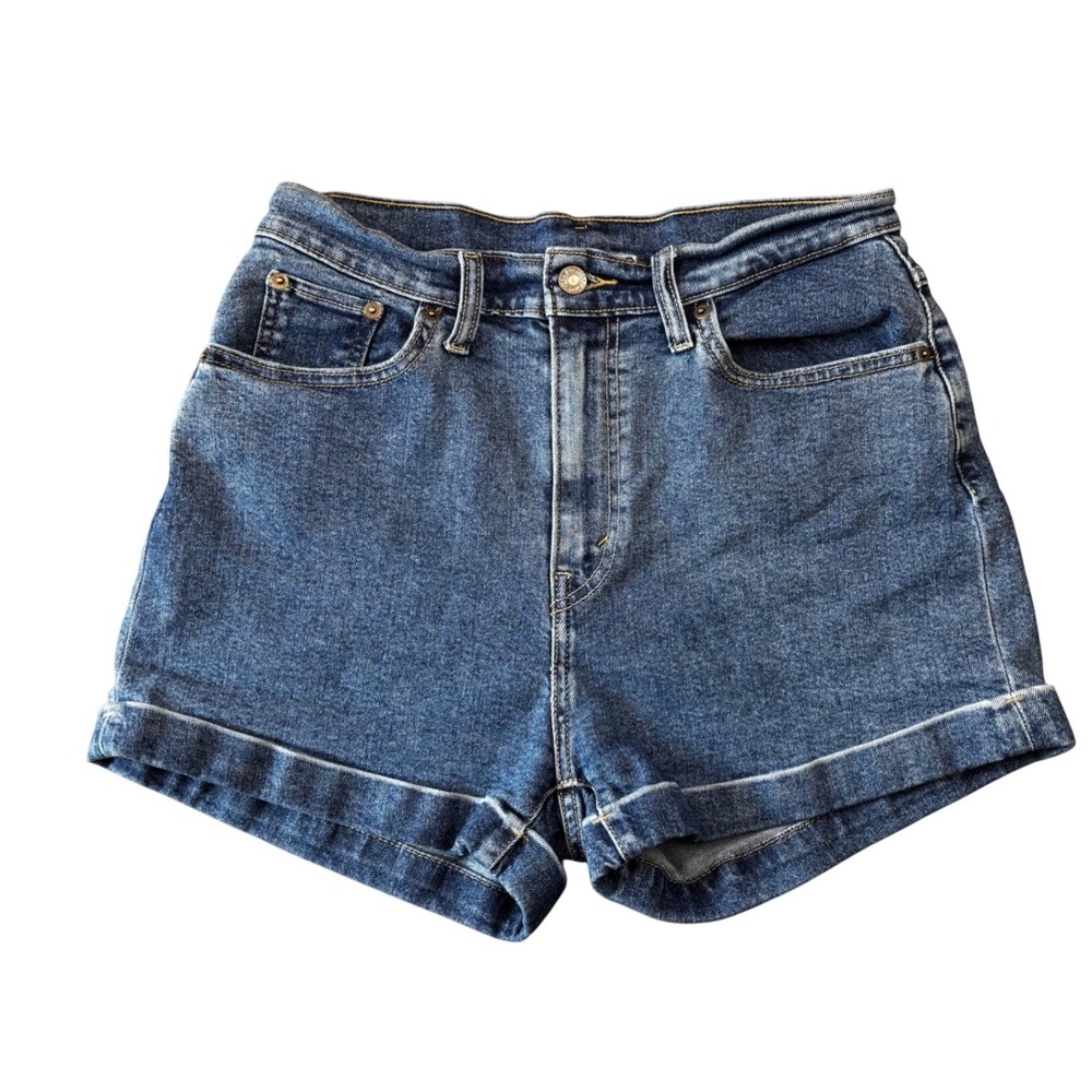 Levis High Waisted Cuffed Denim Shorts Medium Wash Blue W29 16888-0003
